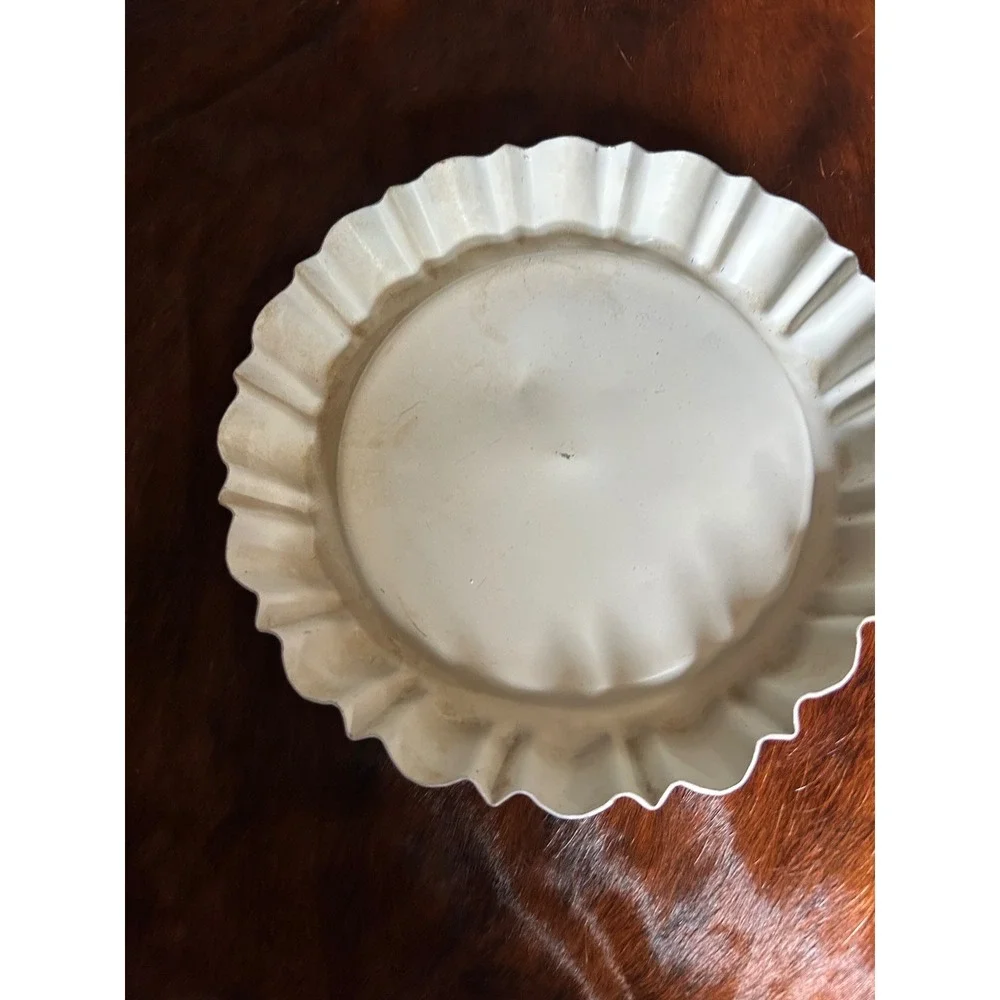 Vintage Nordic Ware Orange Enameled Metal Flan Pan Scalloped Recipe 10.5